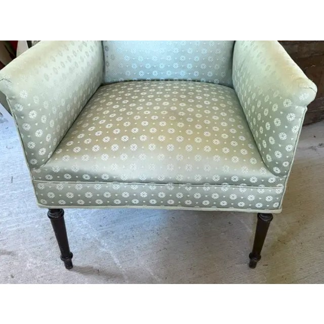 Wood Regency Deep Seated Howard and Sons Style Library Arm Chair For Sale - Image 7 of 10