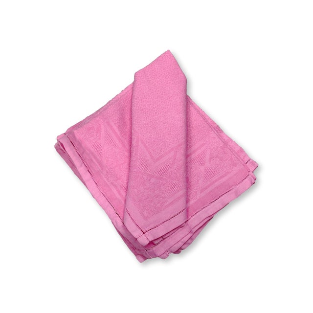 Antique French Pink Napkins, Set of 12 For Sale In Los Angeles - Image 6 of 6