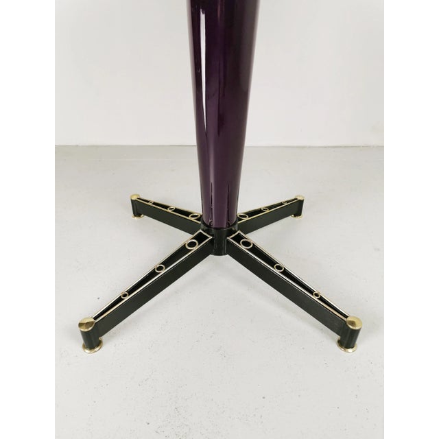 Yellow Lacquered Round Table with Brass Edge, 1950s For Sale - Image 4 of 7