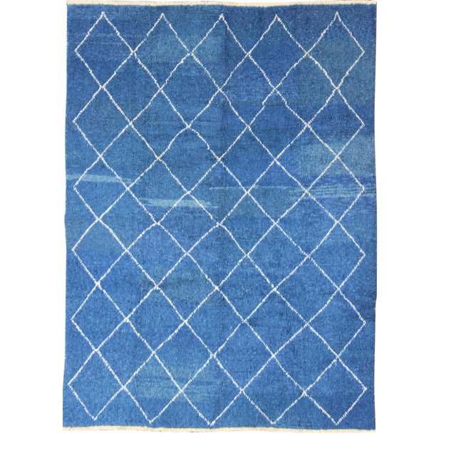 Modern Moroccan Rug With All-Over Lattice Design by Keivan Woven Arts For Sale