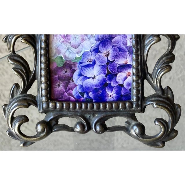 Coffee Circa 1980 Baroque-Style Bronze & Gilt Acanthus Leaf Cast Iron Easel Back Picture Frame For Sale - Image 8 of 12