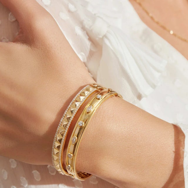 This is part of Chairish’s Fine Jewelry assortment. Introducing The Cassandra Bezel Set Round and Marquis Bangle by...