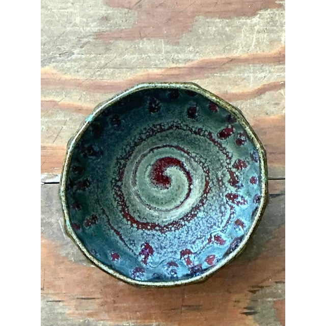 Contemporary Vintage Boho Glazed Ceramic Pottery Bowl For Sale - Image 3 of 5