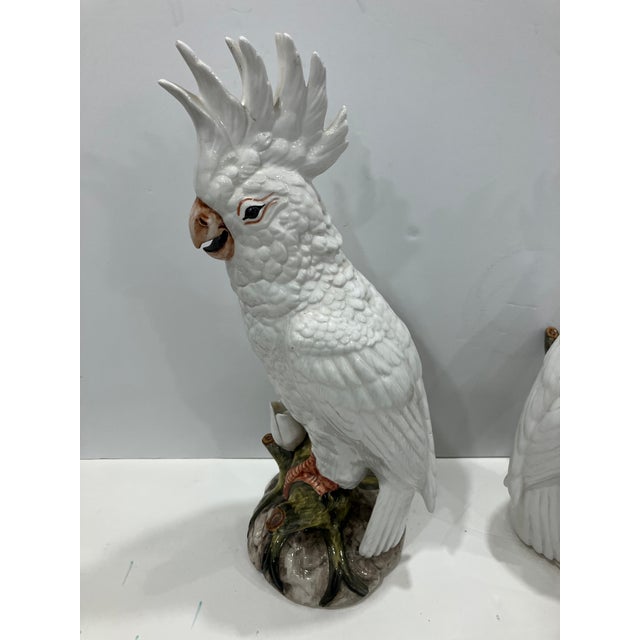 1960s Pair of 1960s Italian Ceramic Cockatoos For Sale - Image 5 of 11