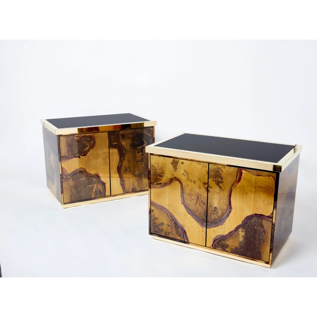 Pair of Isabelle and Richard Faure Oxidized Brass Cabinets Buffets 1970s For Sale - Image 13 of 13