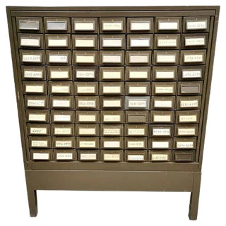 Vintage American Industrial Metal File Cabinet For Sale