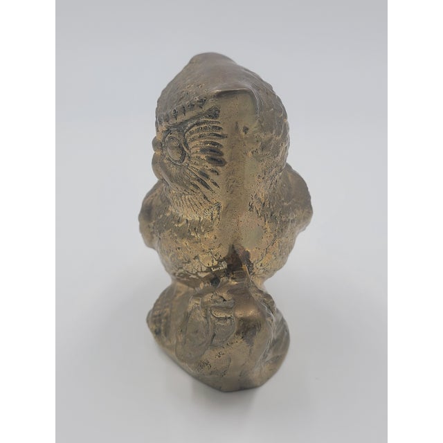 Mid 20th Century Brass Owl on Branch Figurine For Sale - Image 4 of 12