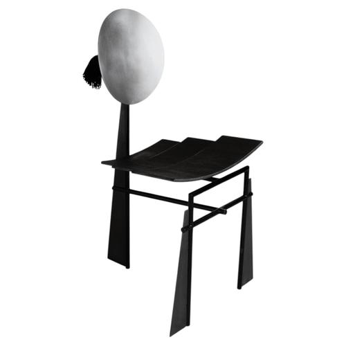 Black Tsukimi Chair Japanese Moon Celebration in Metal and Wood by Frederic Gaillard For Sale - Image 8 of 8