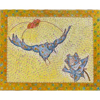 Madeline Christine Clavier, Whimsical French Folk Art, Naive, Oil Painting Madeline Marie Christine Clavier For Sale