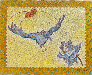 Madeline Christine Clavier, Whimsical French Folk Art, Naive, Oil Painting Madeline Marie Christine Clavier