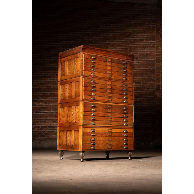 Arts & Crafts Antique Four-Stack Flat File by Economy For Sale - Image 3 of 12