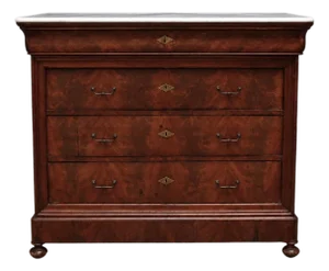 19th Century French Louis Philippe Walnut Marble Top Commode