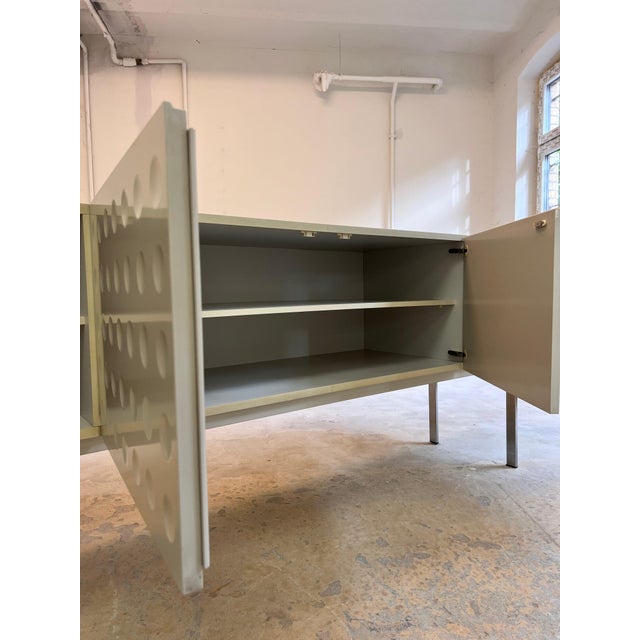 White Sideboard with Circular Relief Pattern For Sale - Image 9 of 11