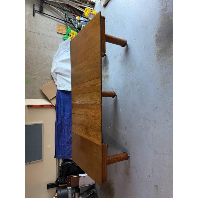 Early 20th Century Antique Victorian Style Tiger Oak Table, Square Dining Table With Leaves on Casters For Sale - Image 5 of 17