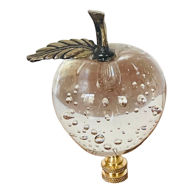 1960s Art Glass Apple With Bubbles Lamp Finial For Sale