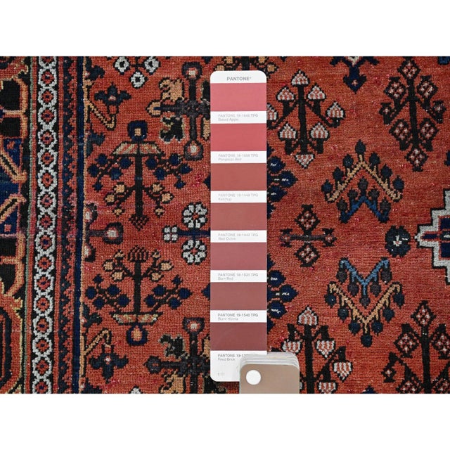 1950 8'1"x11'3" Ochre Red Hand Knotted Vintage All Wool Joshagan Cleaned Oriental Rug For Sale - Image 11 of 12