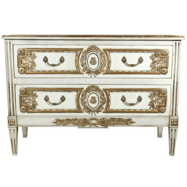 Jansen French Louis XVI Style Painted Commode For Sale