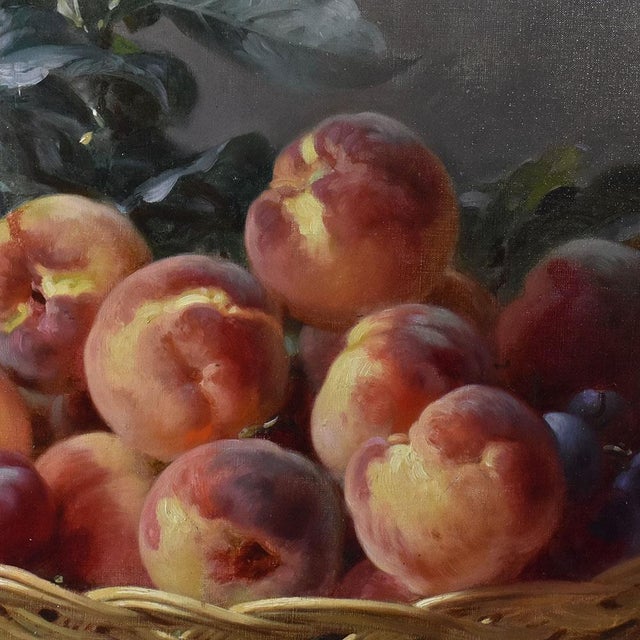 Gustave Émile Couder, Still Life with Fruit, Peaches and Plums, Oil on Canvas, 1894, Framed For Sale - Image 4 of 11