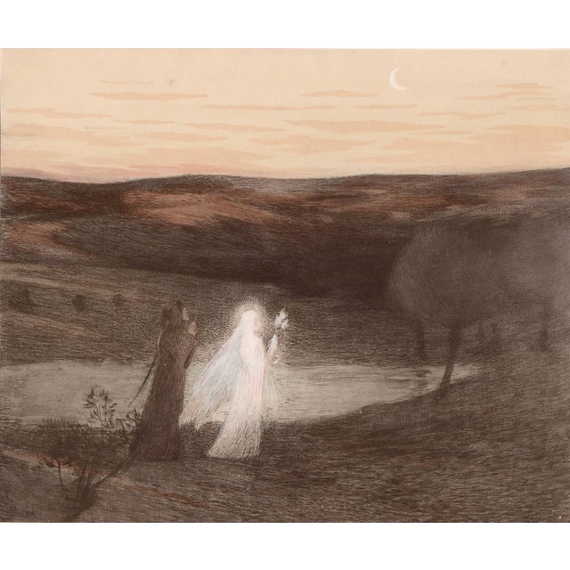 Henri-Jean Guillaume Martin, aka Henri Martin (1860 - 1943) Dante Rencontre Béatrix / Dante meets Beatrix Original...