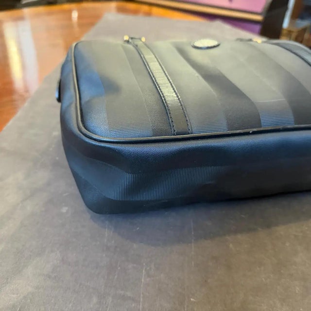A 2000s Fendi Black Pequin Canvas and Leather Shoulder Bag For Sale - Image 13 of 18