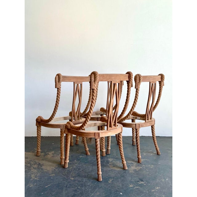 Ecru Vintage Carved Rope Dining Chairs - Set of 4 For Sale - Image 8 of 12
