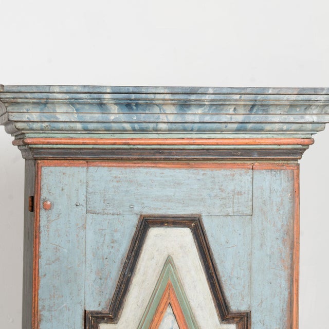 Late 18th Century Late 18th Century Original Painted Pair of Swedish Baroque Narrow Cabinets For Sale - Image 5 of 15
