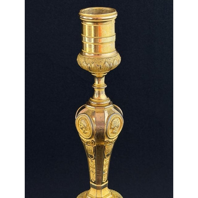 Early 19th Century French Empire Ormolu Candlestick with Classical Portrait Medallions For Sale - Image 5 of 10