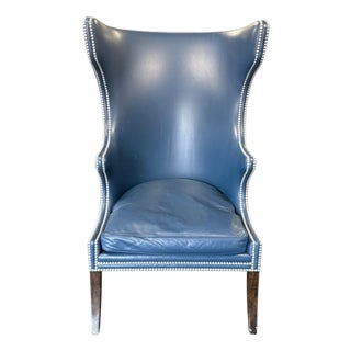 Dennis and Leen Highback English Leather Wingchair For Sale