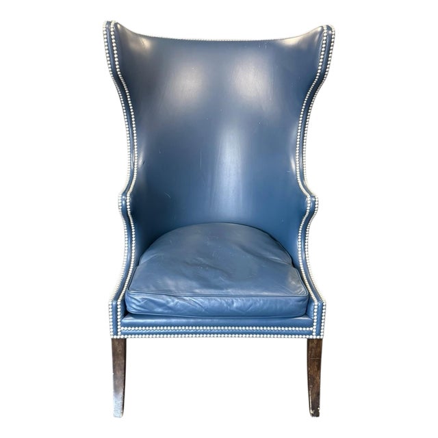 Dennis and Leen Highback English Leather Wingchair For Sale