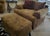 Classic elegance and extreme comfort, in earth tones. A vintage oversized skirted pillowback chair by Thomasville...
