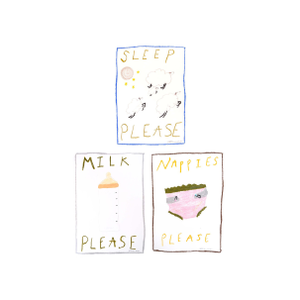 Baby Trio - Sleep Please, Milk Please & Nappies Please A4 Prints by Tatiana Alida