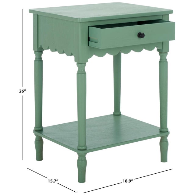 Contemporary Heaven Scalloped 1 Top Drawer Accnt Table in Sage Green For Sale - Image 3 of 10
