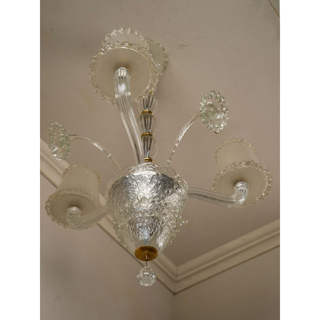 Gold Vintage Murano Glass 3-Light Chandelier from Barovier & Toso, 1940s For Sale - Image 8 of 13