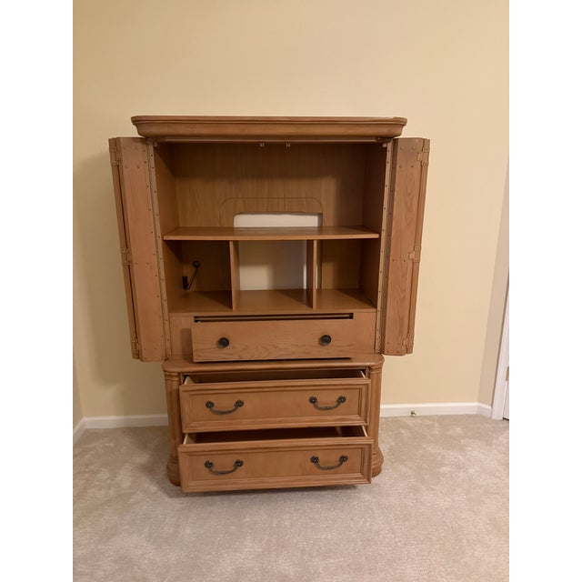 Stanley Furniture Coronation Traditional Cherry/Pecan Armoire Cabinet For Sale - Image 16 of 18