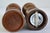 1970s Brown Turned Exotic Wood Brass Salt & Pepper Mill Shakers Japan- a Pair For Sale - Image 10 of 12