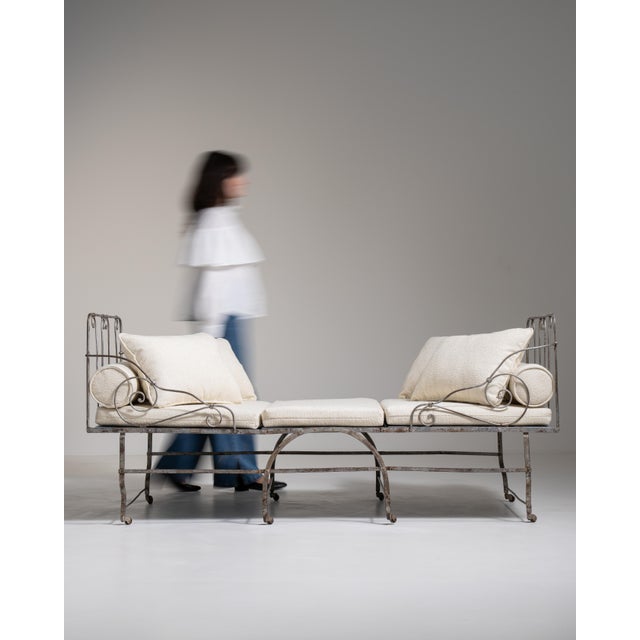 Early 20th Century French Wrought Iron Daybed With Cushions For Sale - Image 17 of 18