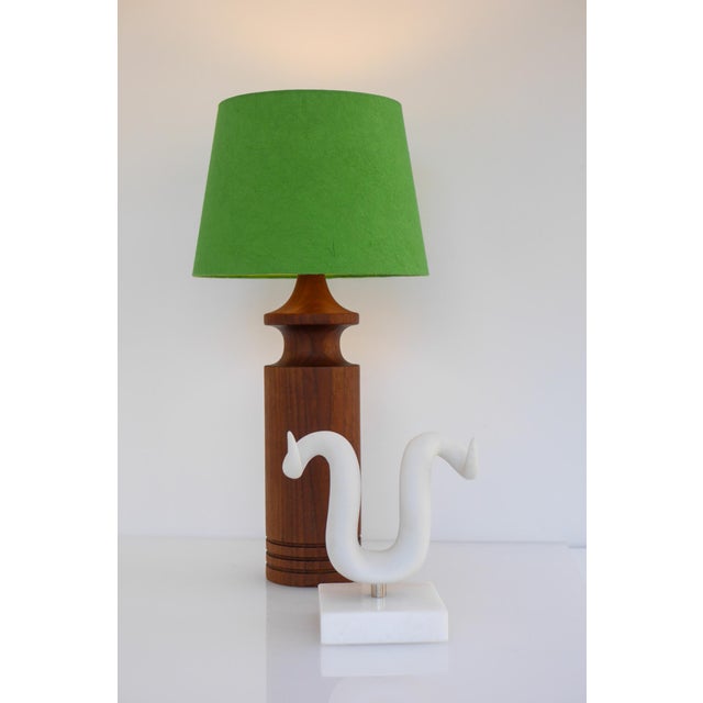 Wood Large Mid-Century Modern Danish Teak Table Lamp For Sale - Image 7 of 12
