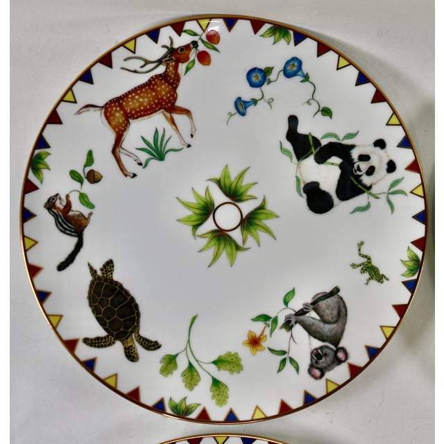 1990s 1990s Lynn Chase Harmony Animal Salad Dessert Plates 24k Gold Trim - Set of 4 For Sale - Image 5 of 12