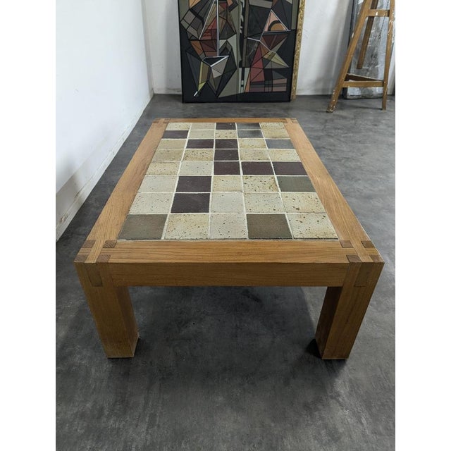 Coffee Table in Elm and Porcelain Stoneware from Maison Regain For Sale - Image 6 of 7