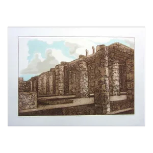 Dean Meeker"Temple of Warriors" H.Signed Intaglio Collagraph Artwork
