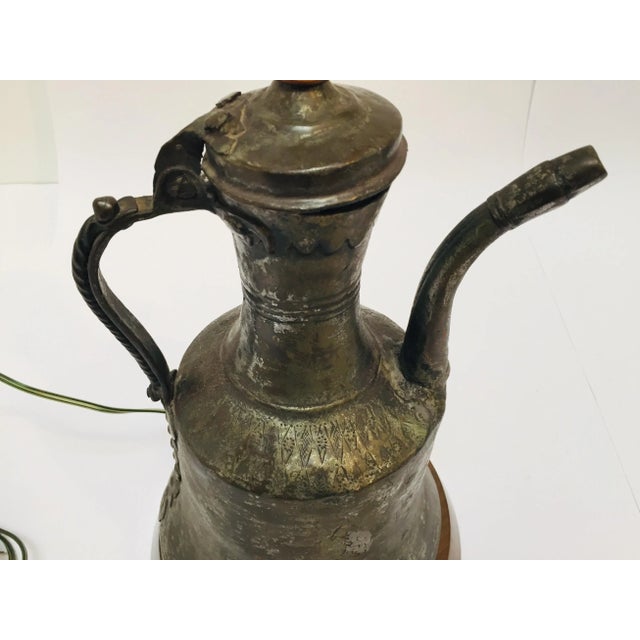 19th Century Middle Eastern Dallah Arabic Copper Coffee Pot Table Lamp
