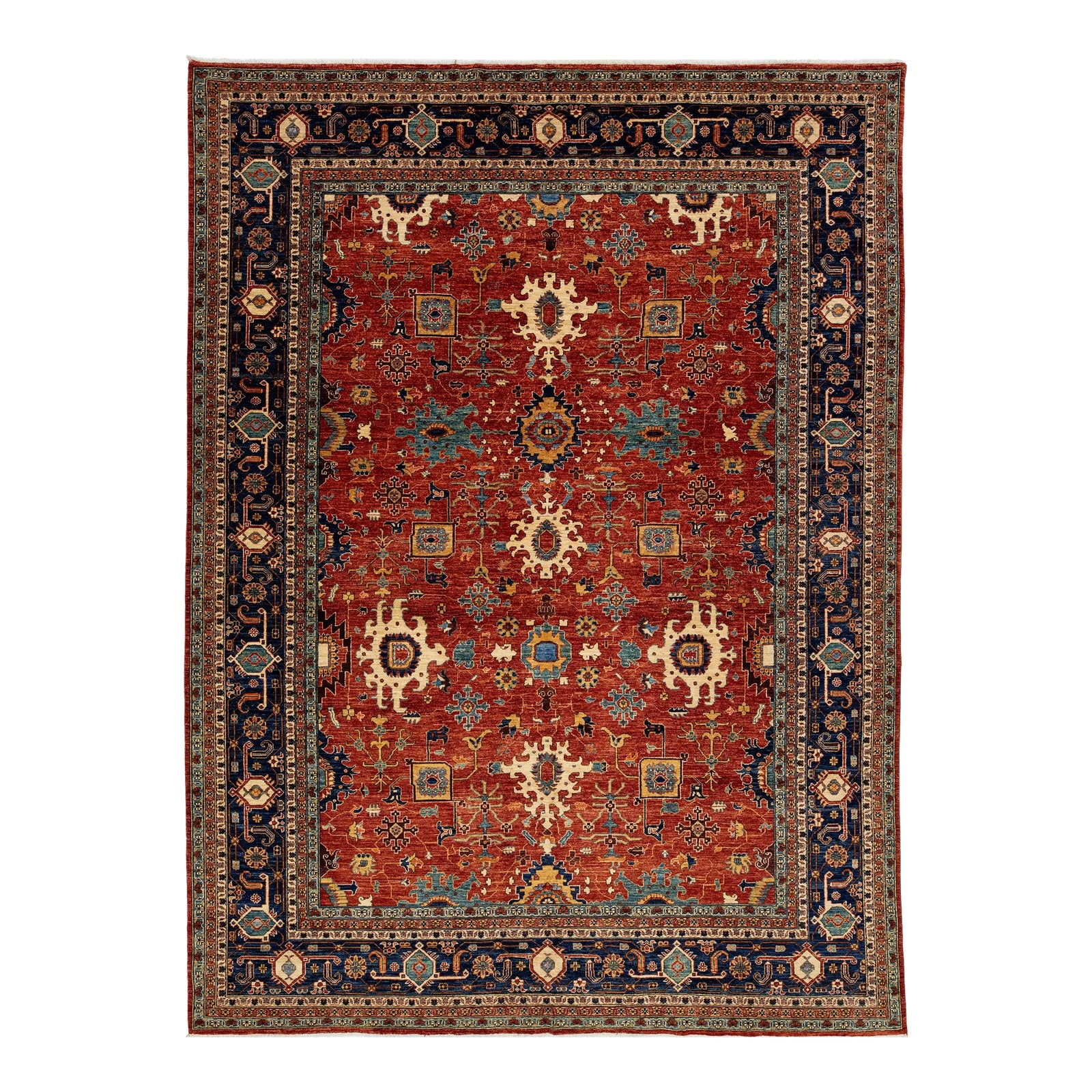 Modern Serapi-Style Wool Rug in Rust-Red Featuring an Allover Floral ...