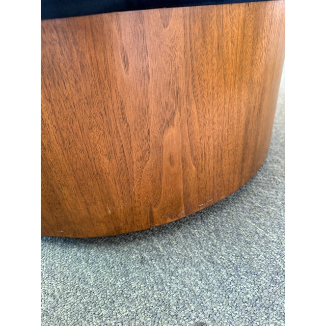 Textile West Elm Drum Shaped Storage Ottoman, Sapphire For Sale - Image 7 of 12