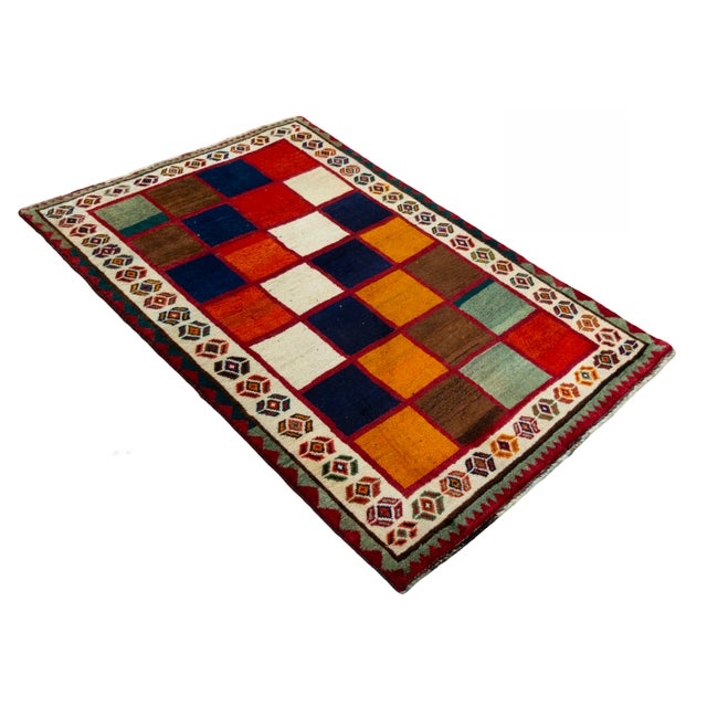 Mid-Century Modern Hand-Knotted Gabbeh Rug in Wool For Sale - Image 3 of 10