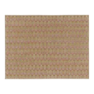 Contemporary Block Print Floral Wool Custom Rug by Rug & Kilim, India For Sale