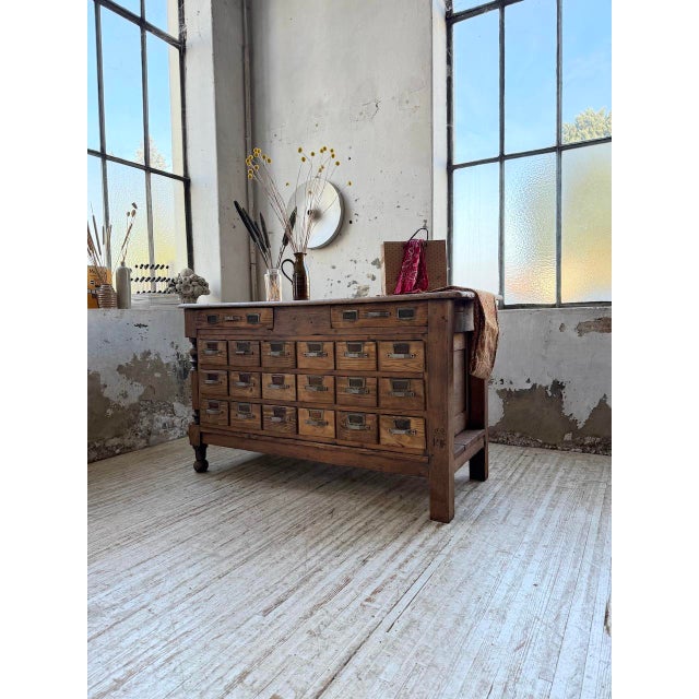 Multi-Drawer Workbench in Oak, 1950s For Sale - Image 4 of 18