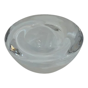 Kosta Boda White and Transparent Swirl Blown Glass Bowl/ Catchall