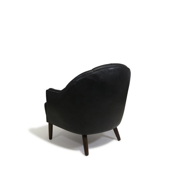 Black Mid 20th Century Pair of Sculptural Danish Club Chairs in Black Leather Attributed to Georg Kofoed For Sale - Image 8 of 14