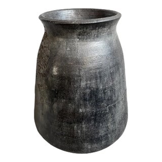 Mundra Vintage Black Earth Ware Pot Planter For Sale
