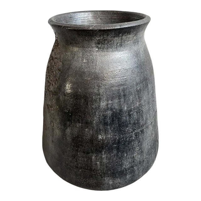 Mundra Vintage Black Earth Ware Pot Planter For Sale